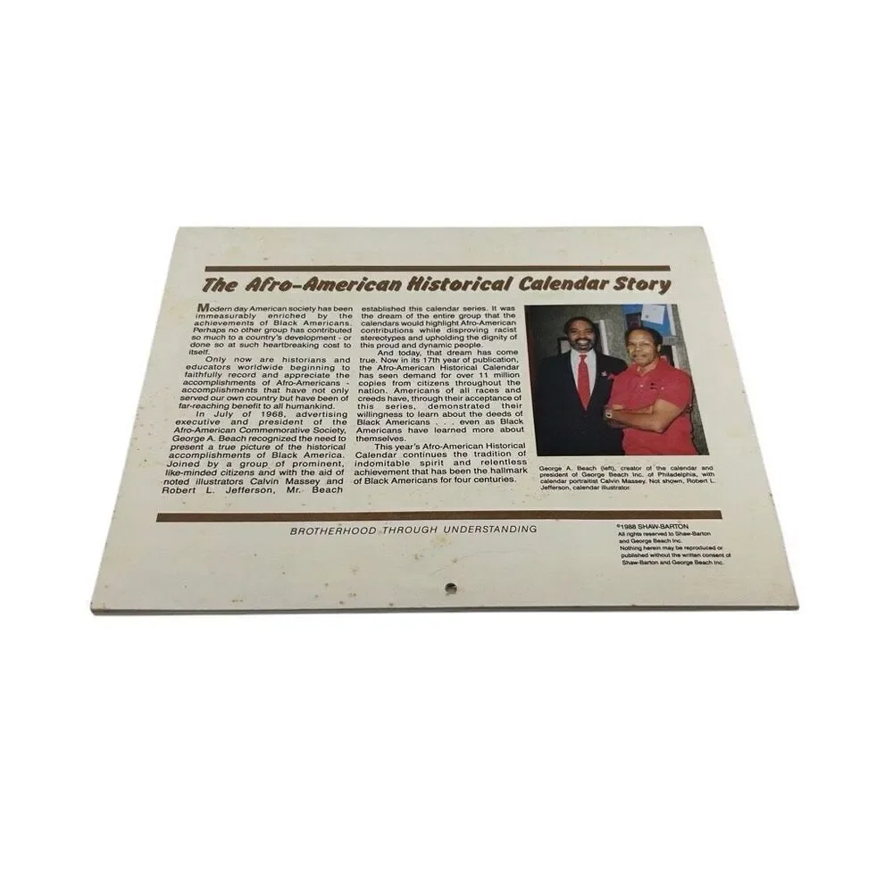 THE AFRO-AMERICAN HISTORICAL CALENDAR - 1989 Advertising Calendar Ohio State